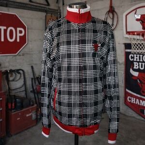 Chicago Bulls UNK NBA Track Jacket – Y2K Streetwear Plaid Full Zip Medium